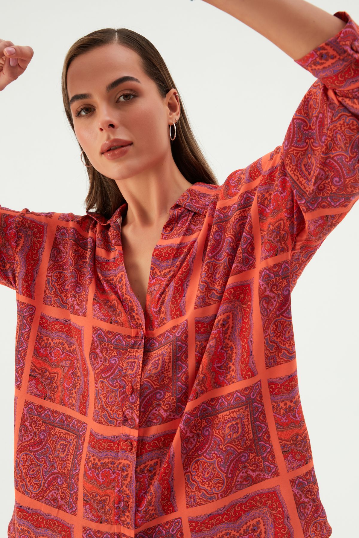 PRINKIPO VEGAN SILK SHIRT ORANGE