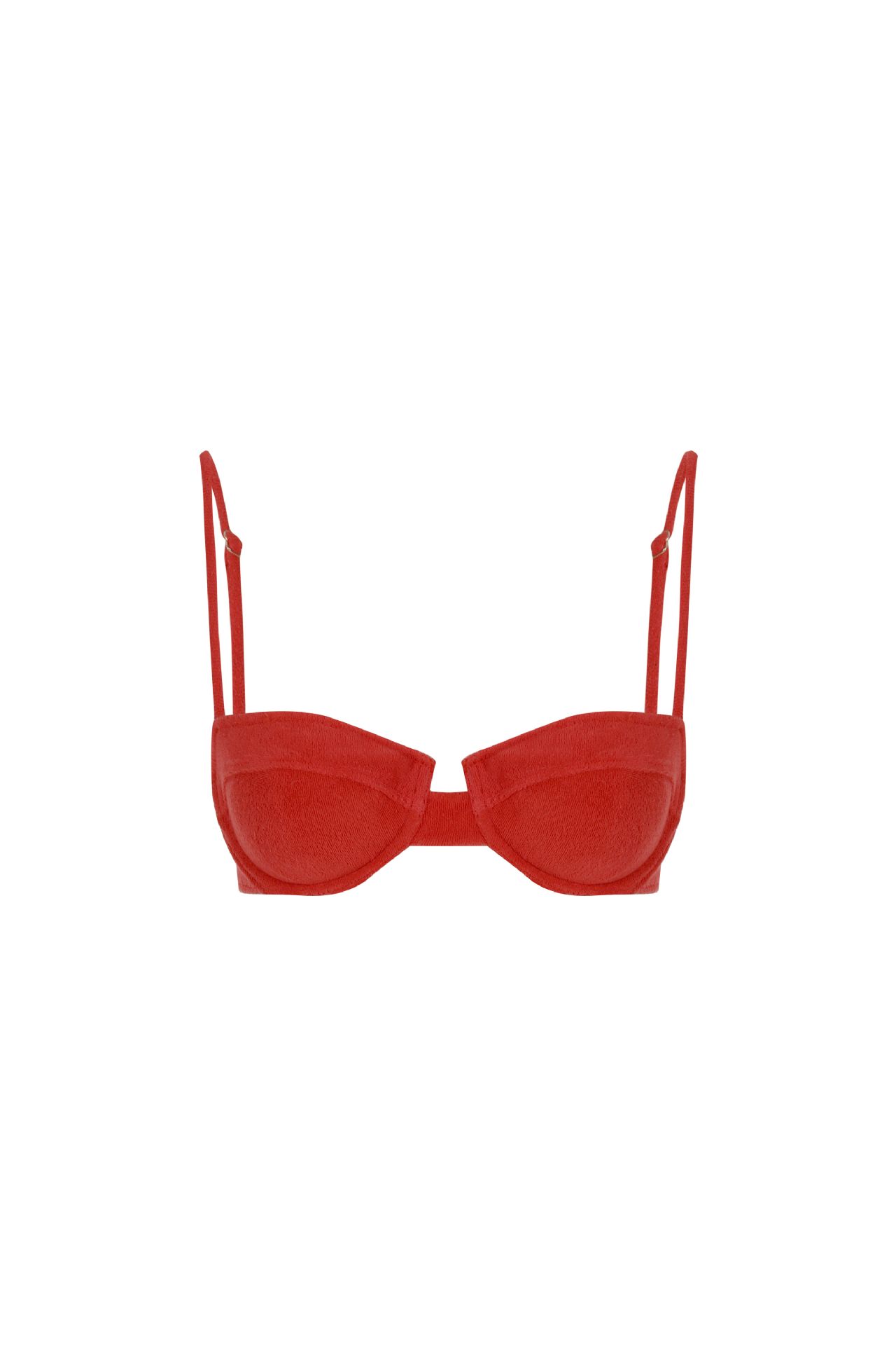 SCARLET TERRY BIKINI TOP RED