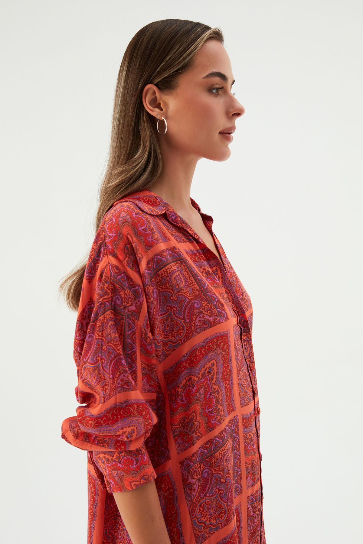 PRINKIPO VEGAN SILK SHIRT ORANGE