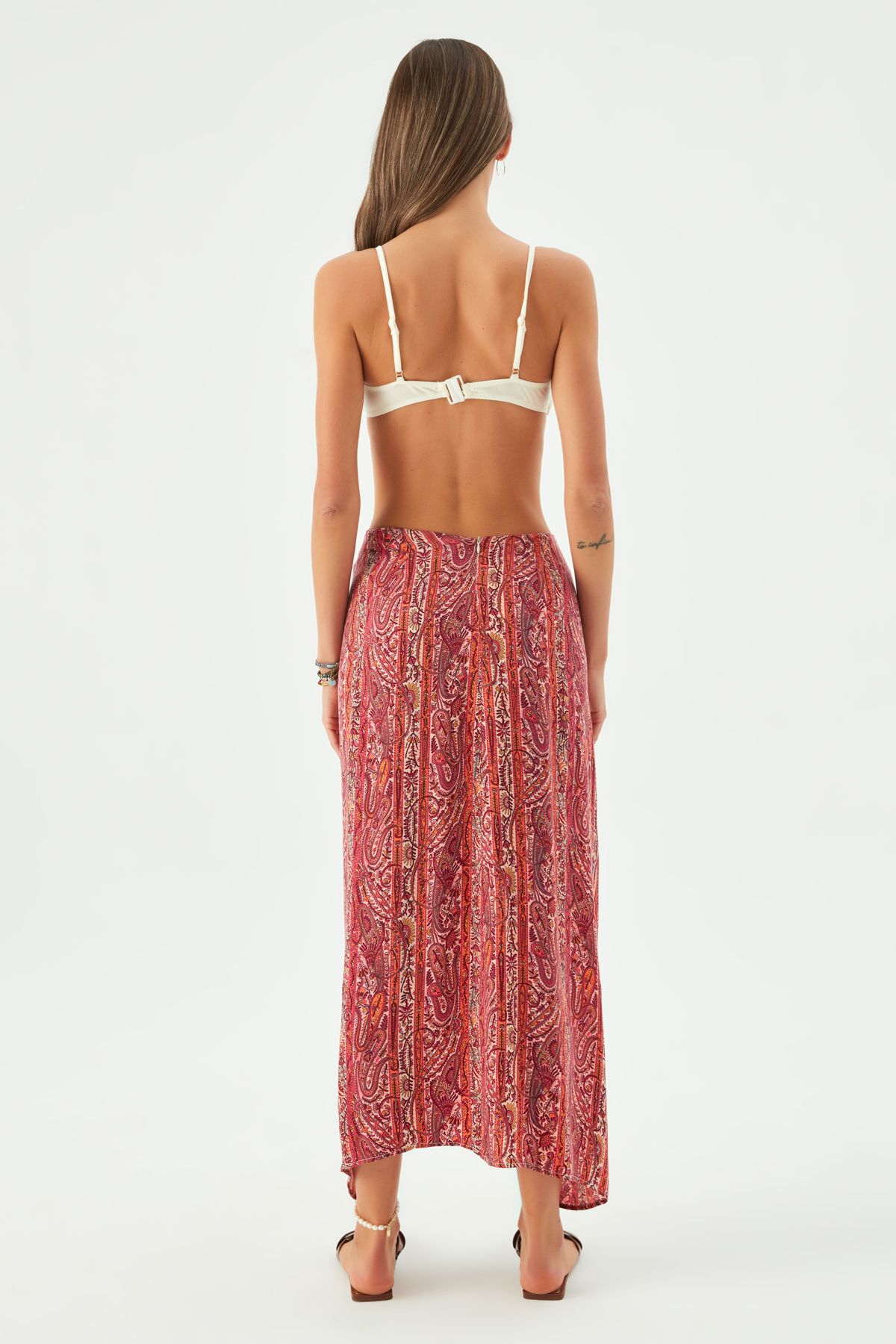 MAYA VEGAN SILK KNOTTED SKIRT RED