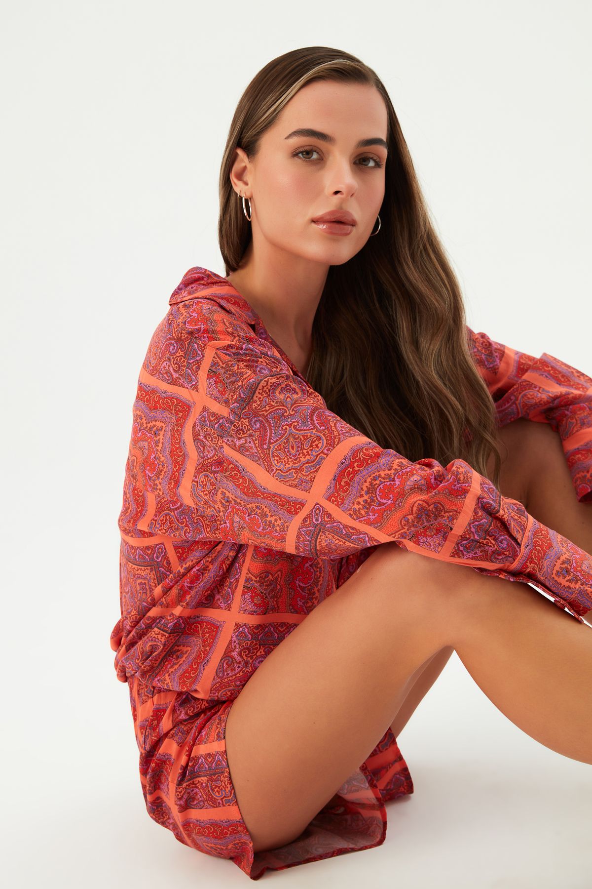 PRINKIPO VEGAN SILK SHIRT ORANGE