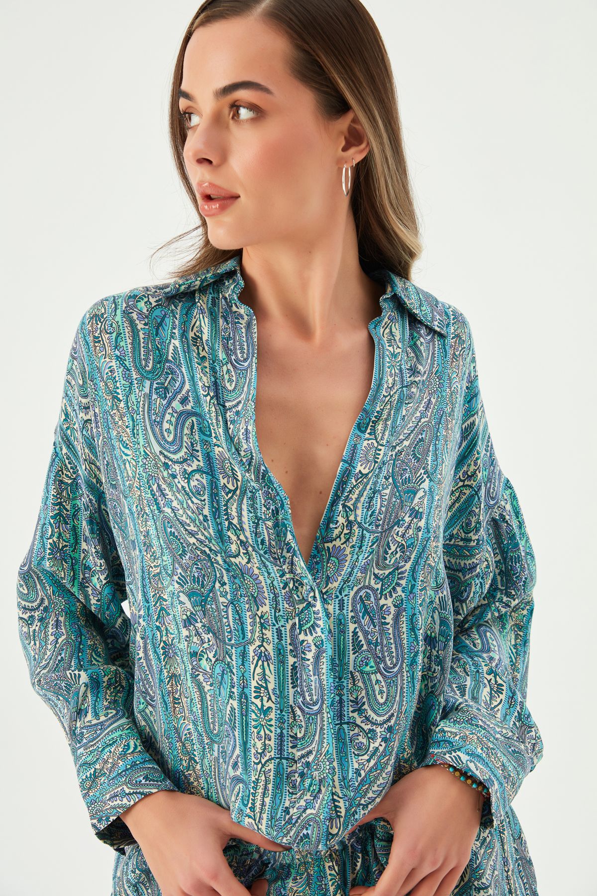 PRINKIPO VEGAN SILK SHIRT GREEN