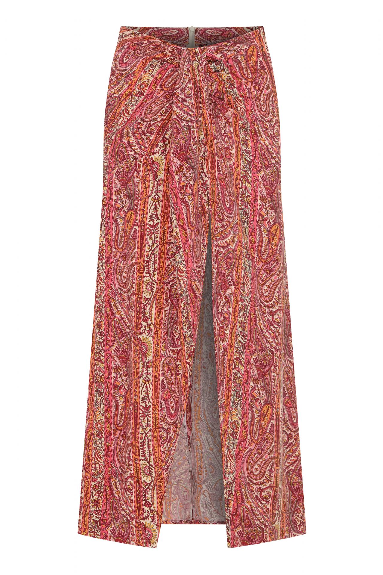 MAYA VEGAN SILK KNOTTED SKIRT RED