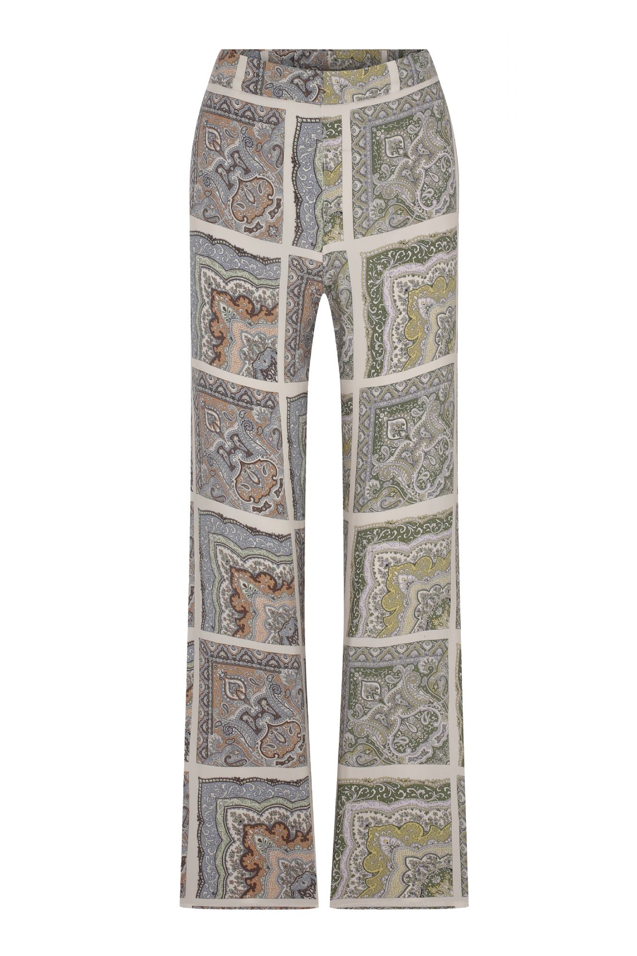 ZOYA VEGAN SILK TROUSERS CREAM PAISLEY