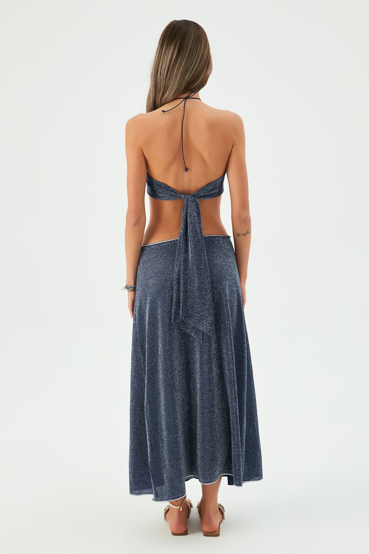 AIDAN KNOTTED MAXI DRESS SEA SPARKLE