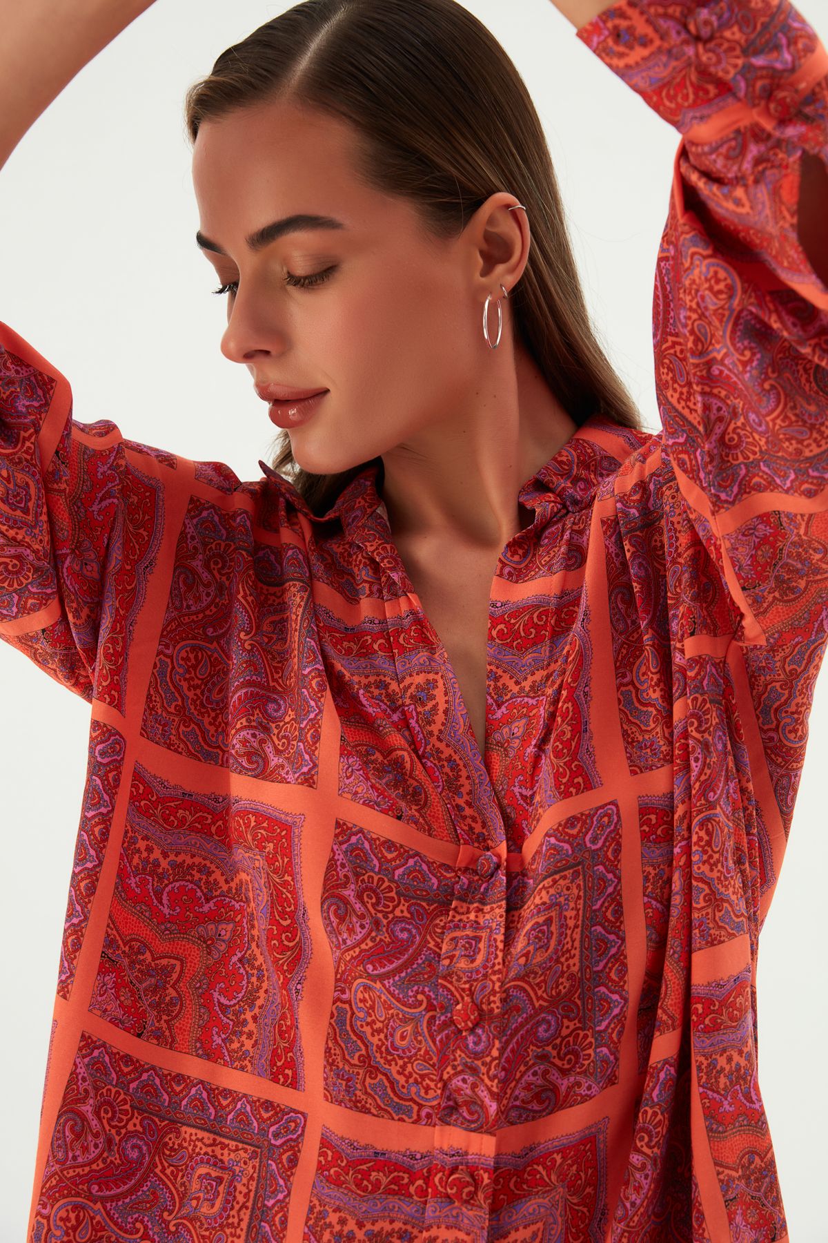 PRINKIPO VEGAN SILK SHIRT ORANGE