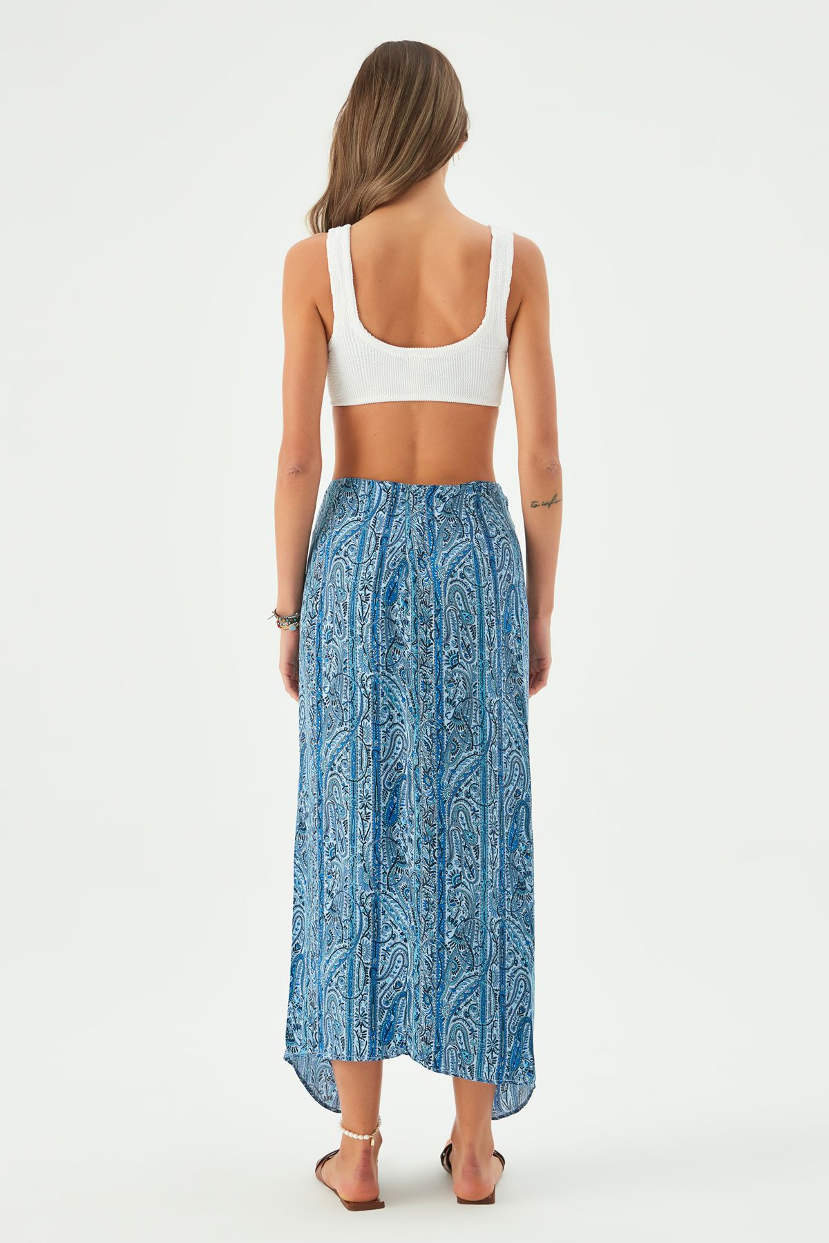 MAYA VEGAN SILK KNOTTED SKIRT BLUE